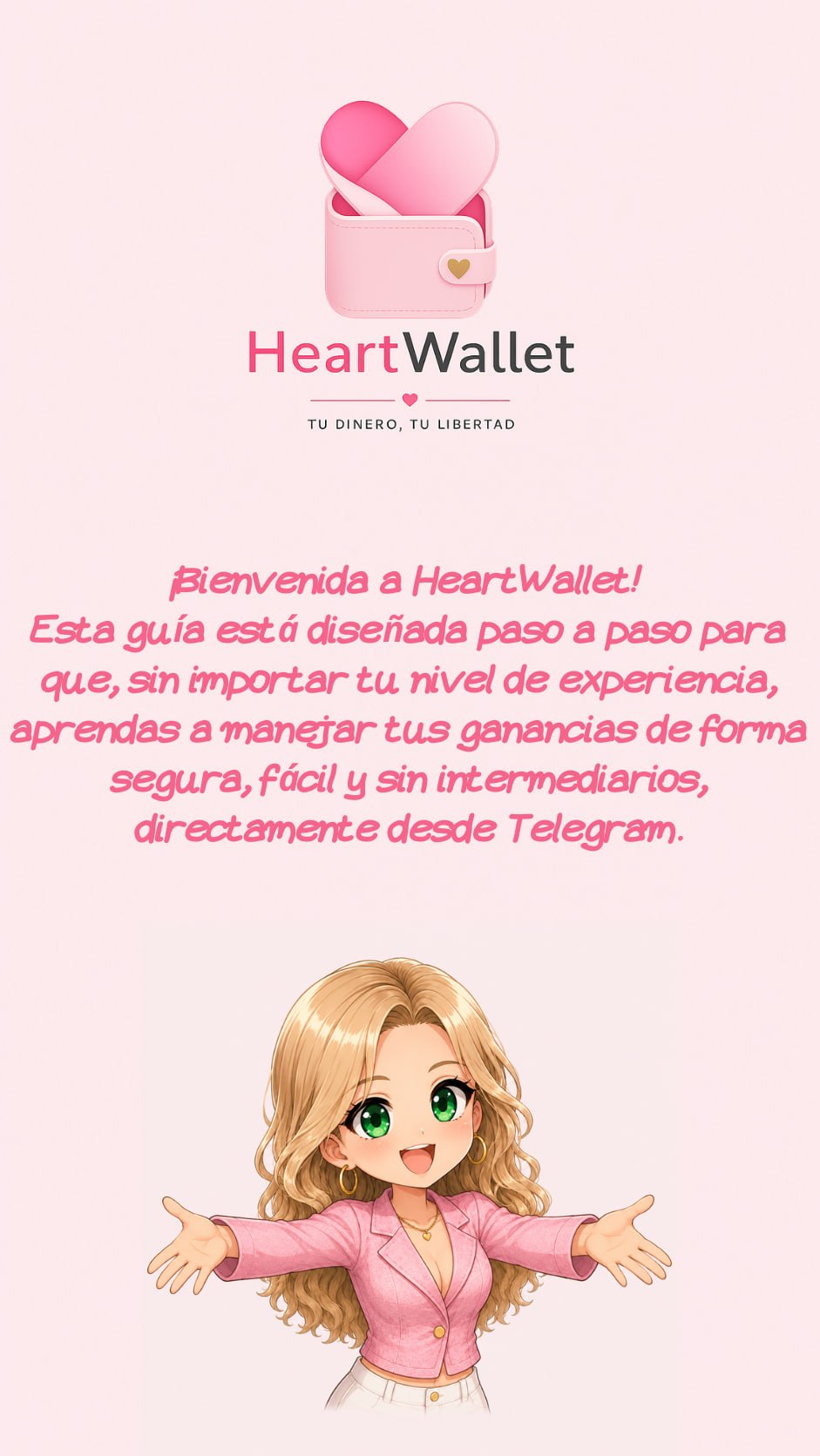 Pantalla de bienvenida de HeartWallet dentro de Telegram